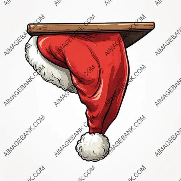 Slanted Cartoon Santa Hat with No Background