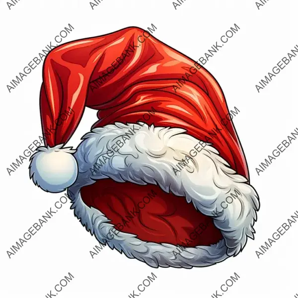 Festive Slanted Cartoon Santa Hat, No Background