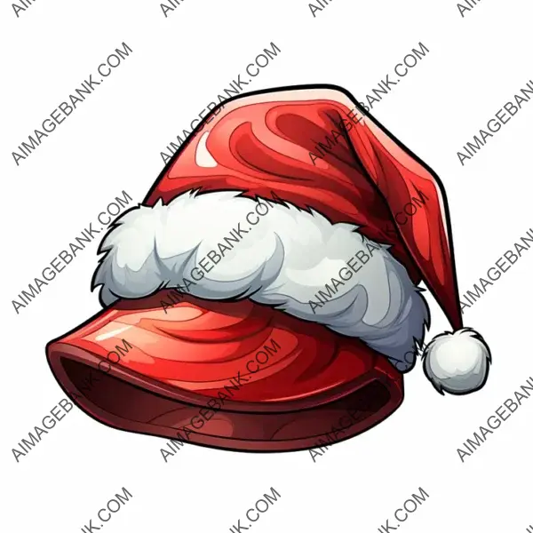 Playful Slanted Cartoon Santa Hat, No Background