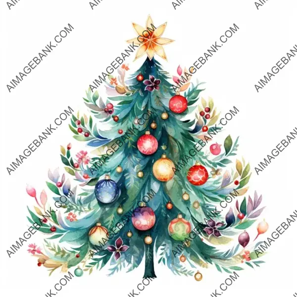 Watercolor Illustration of Christmas Tree Ornaments