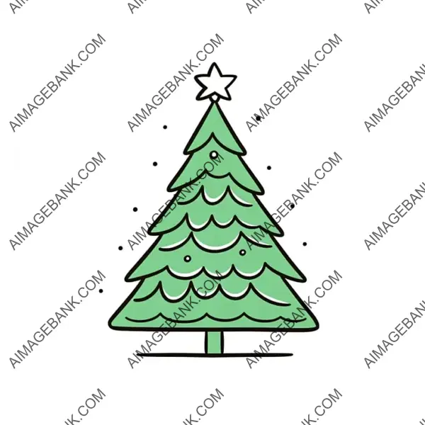 Elegant Single Line Art Drawing of a Christmas Tree