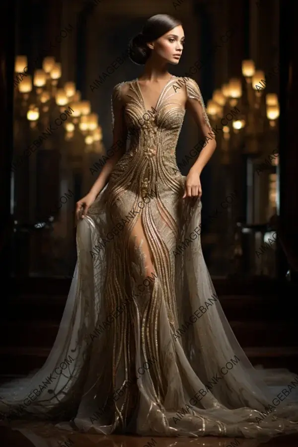 Opulent and Intricately Designed Gatsby-Style Evening Gown