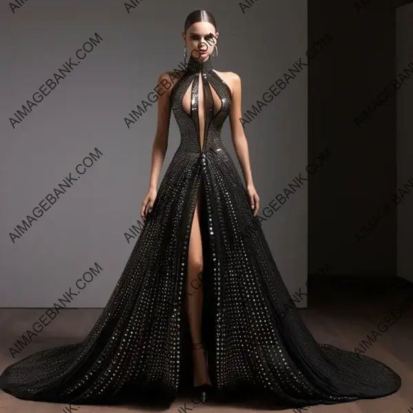 Buxom and Sultry Black Hole Evening Dress