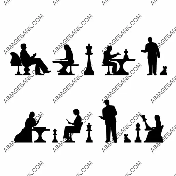 Stick Figure Icon of People Playing Chess