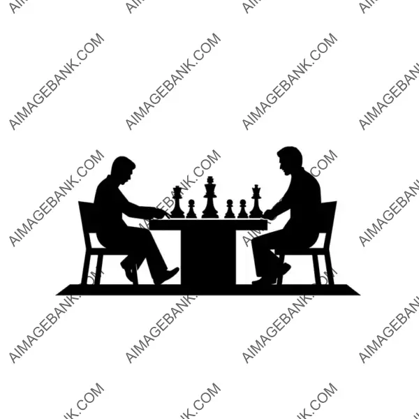 Stick Figure Icon: Chess Players in Action