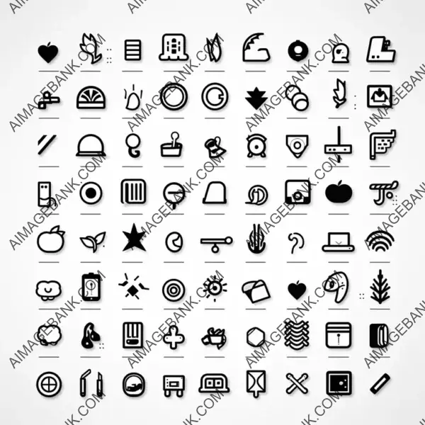 Pixel Art Style Desktop Icons in Monochrome