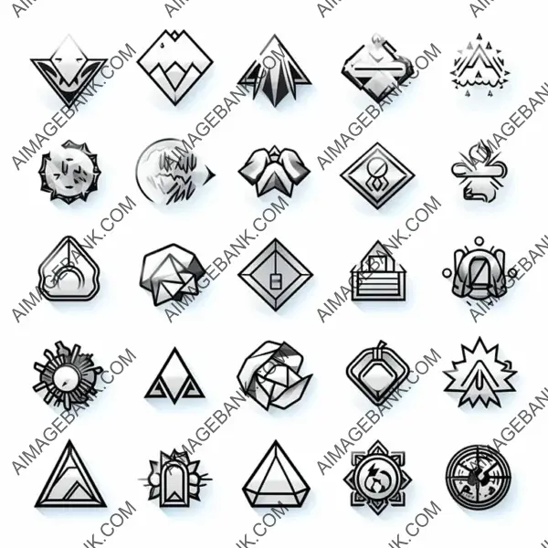 Icon Pack with 2D Minimalistic Gems