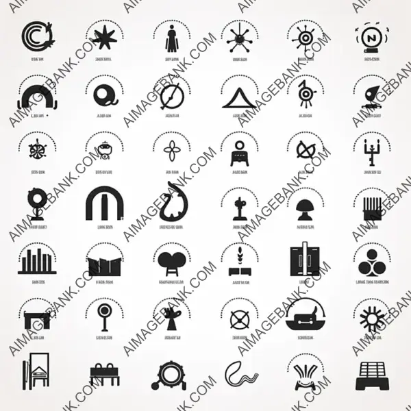 Symbols with Simple Design on White Background