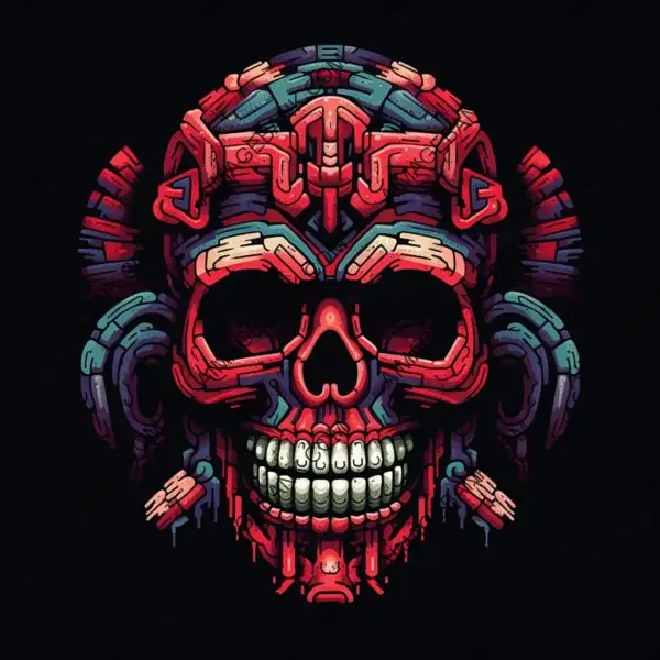 Pixel Art Symbol: Bit Skull Design