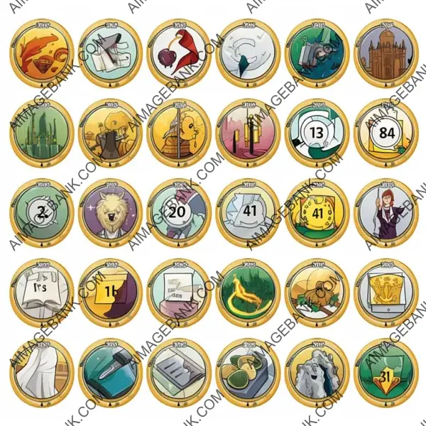 20 Round Digital Badges on a Single Page
