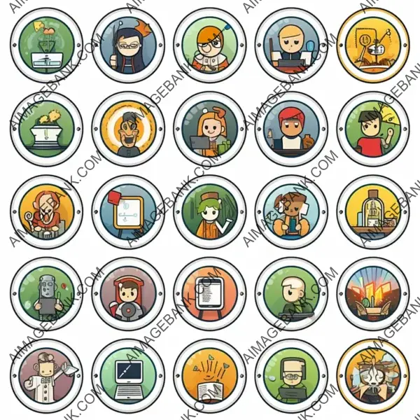 20 Round Digital Badges: One-Page Collection