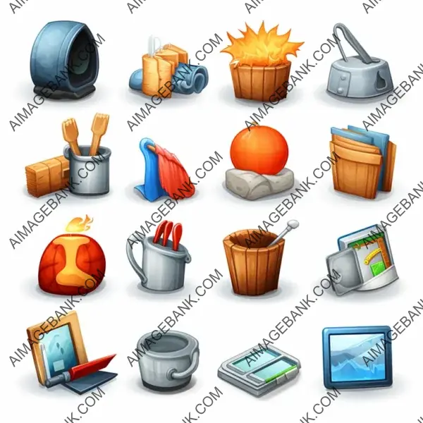 Icons for Website with Download and Delete Actions