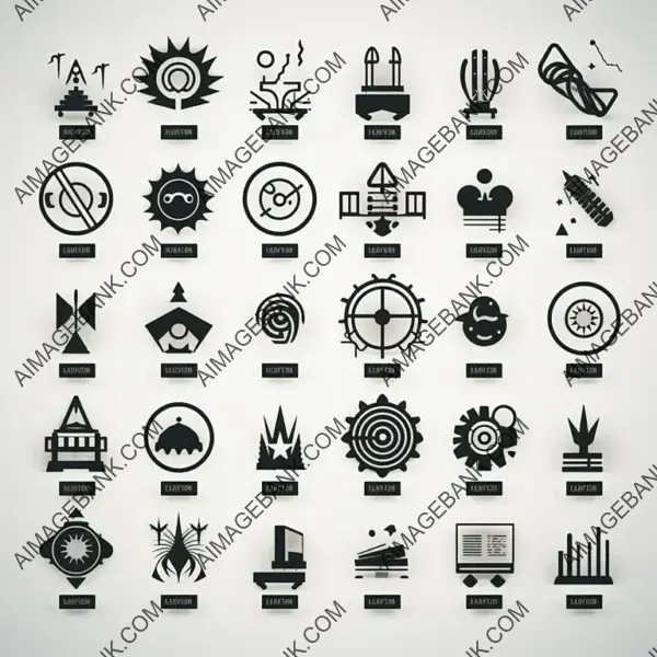 Epic Stylized Icon Set in Black and White