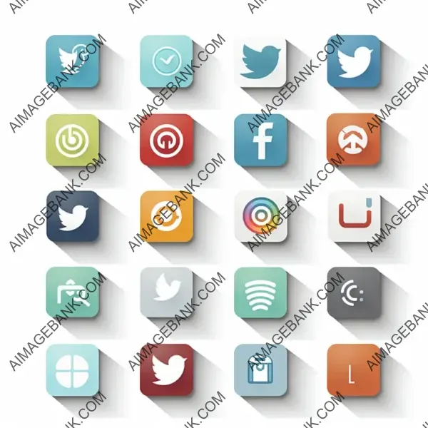 Sleek Flat Social Media Icons with White Shadows