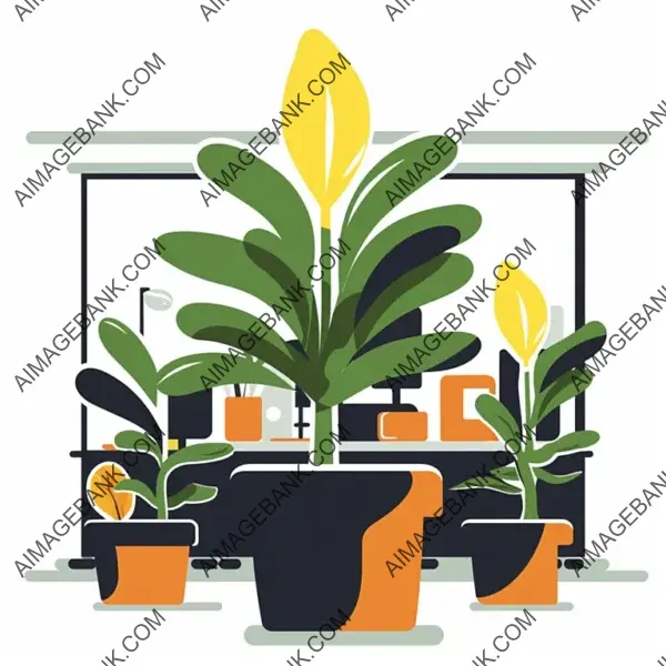 Flat Office Plant Illustration with a Pwrw Theme