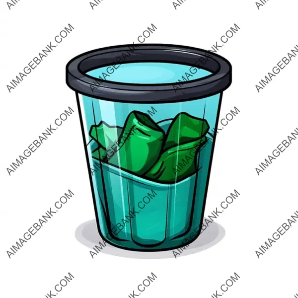 Green and Black Color Trash Can Icon