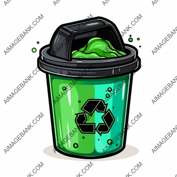 Icon of a Trash Can: Green and Black Color