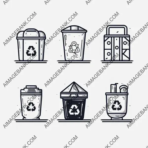 Create Simple Line Art for Various Nuclear Waste Bins