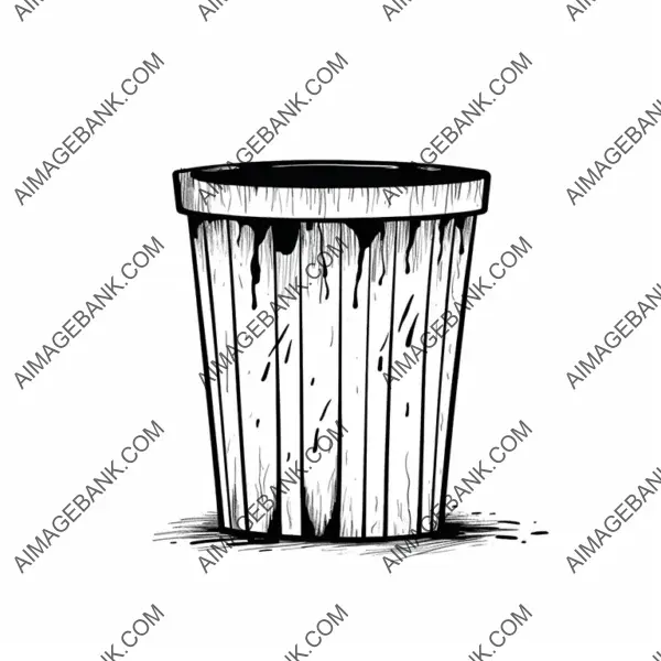 Trash Can Stick Drawings in Minimalistic Black