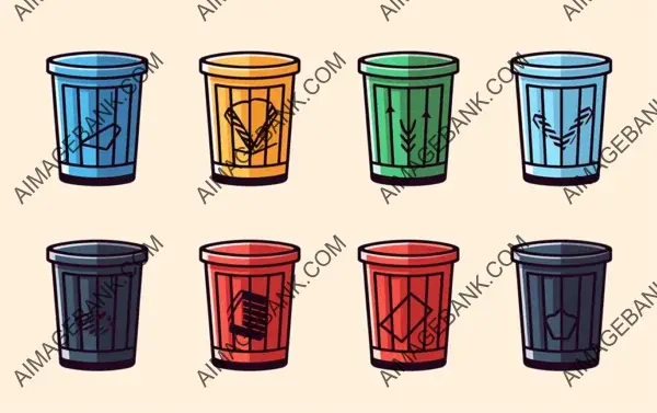 Raster Style Icon of Trashcan Bin with Trash