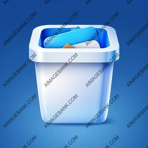 Neumorphic Style Trash Bin Icon in White