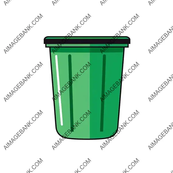 Flat Simple Illustration of Trash Can in Vector Style