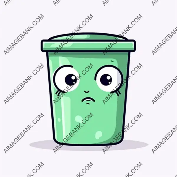 Sleepy Trash Can Cartoon Character