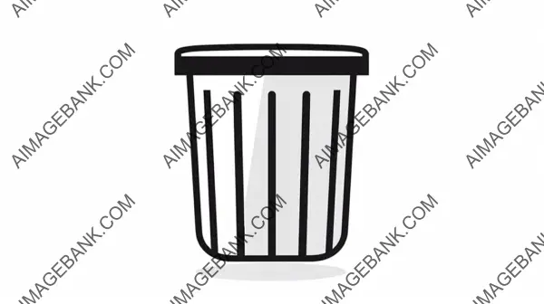 Monochrome Vector Flat Style for Trash Can