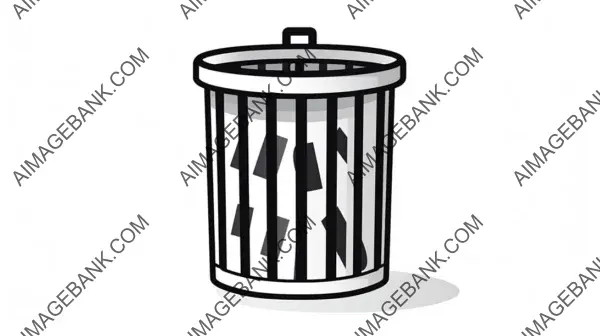 Trash Can Illustration in Monochrome Vector Style