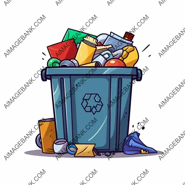 Icon of a Trash Can in Flat Color Clip Art Style