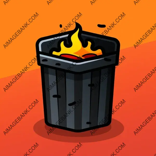 Flat Trash Icon with Bin Symbol