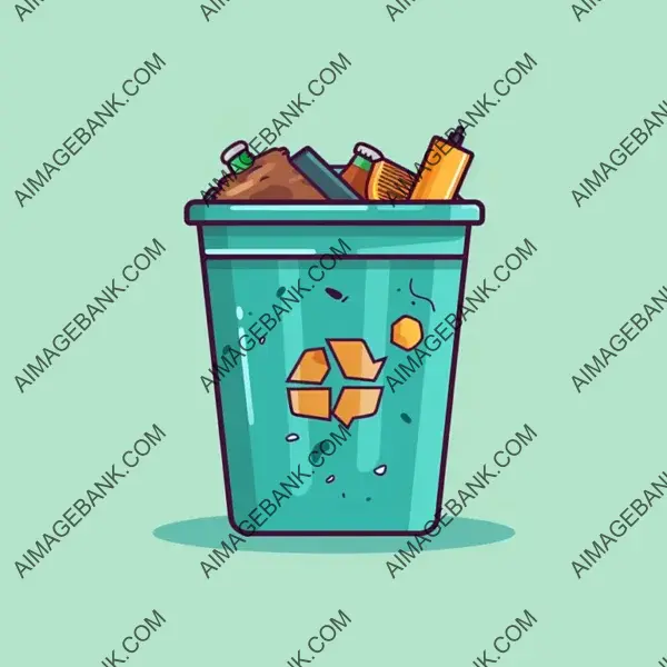 Trash Icon with Flat Bin Symbol