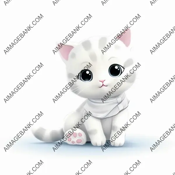 Bandaged Leg Kitty on Clean White Background