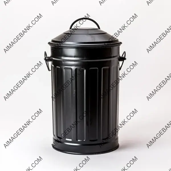 White Background Photo: Trash Can in Focus