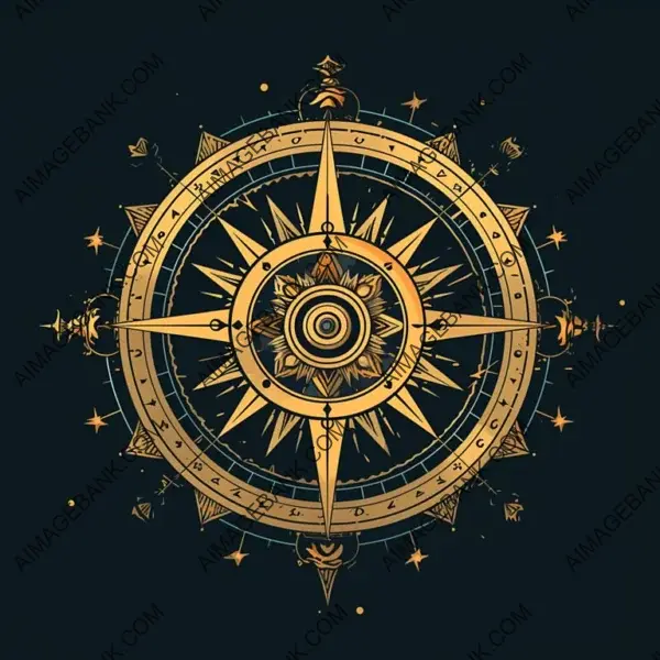 Circular Compass Symbol: Navigational Direction