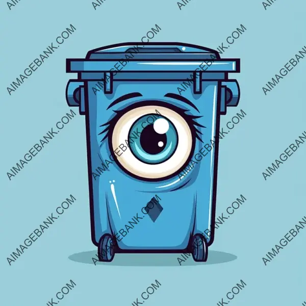 Simple and Amusing: Clean Trash Can Logo with Eyes