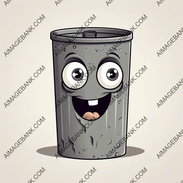 Trash Can Character Logo in Gray: Precise Design