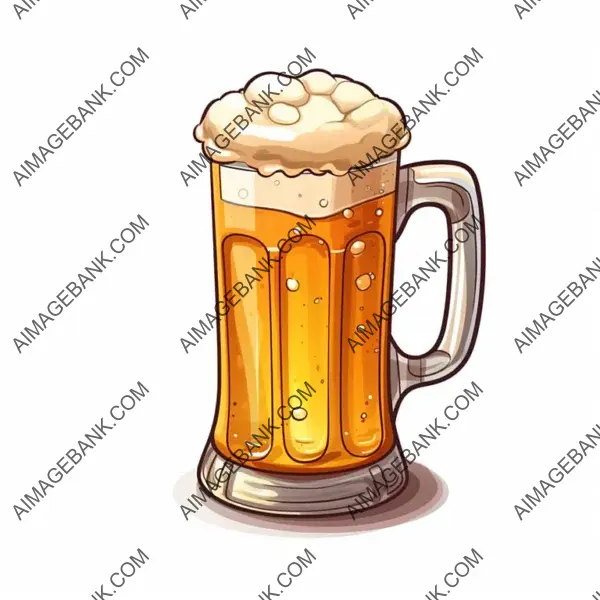 White Background with Cartoon Frothy Beer Mug