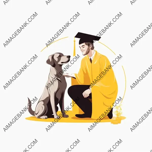 Graduation Diploma with Dog Design on White Background