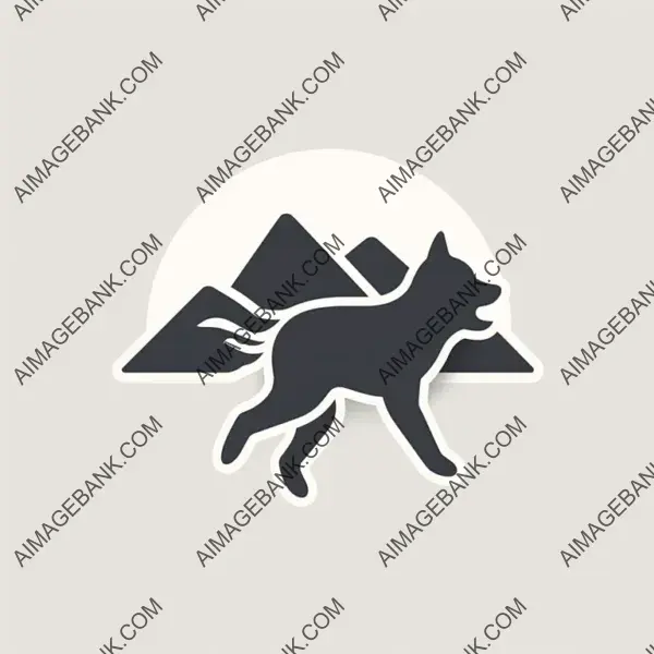 Icon of an Alaskan Husky Running in a Lineal Style