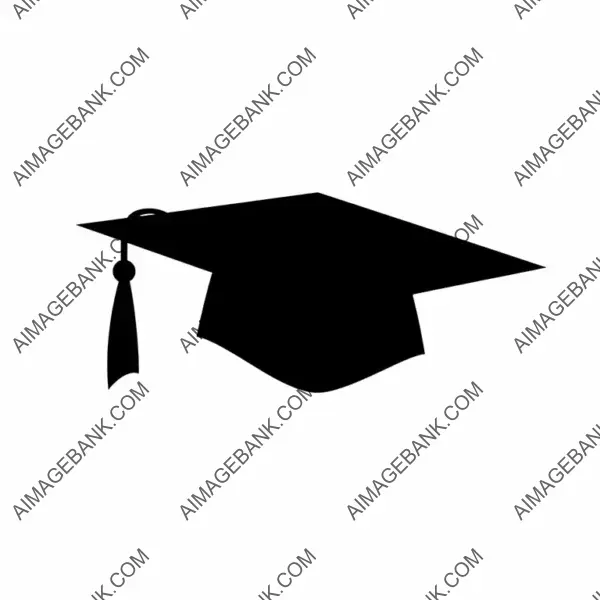 Iconic Graduation Cap in Black Silhouette Style with Hollow Detail