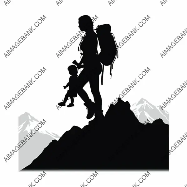 Lady Carrying Baby on Her Back Silhouette