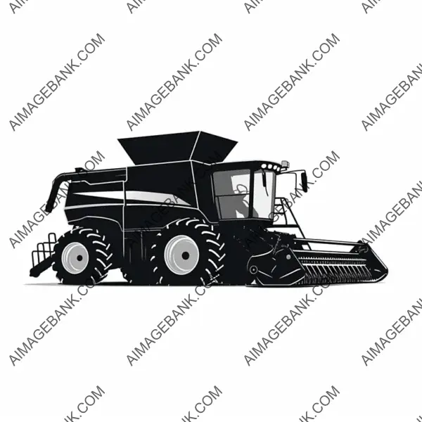 Silhouette: Combine Harvester in Black Clean and Simple