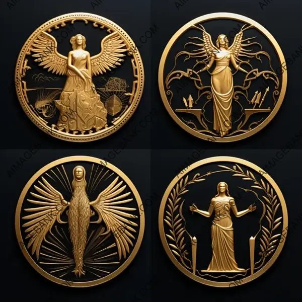 Gold Icon Set for Demonstrating Bravery and Strength