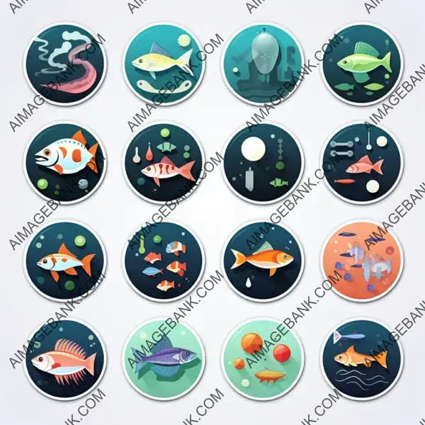 Simple Icon Pack Featuring Scientific Fish