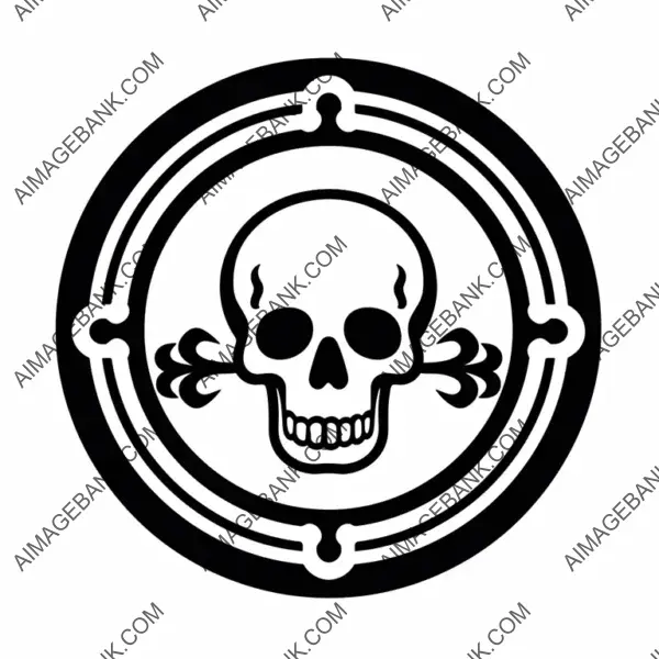 Skull and Bones Icon with Basic Design in White Fill