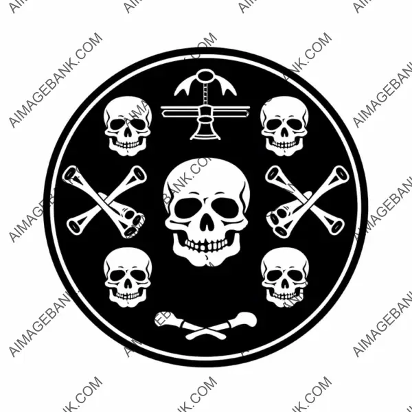 White Fill Icon of Skull and Bones with Basic Design