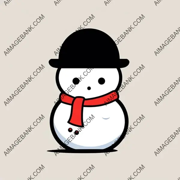 Minimalist Line Art of a Snowman