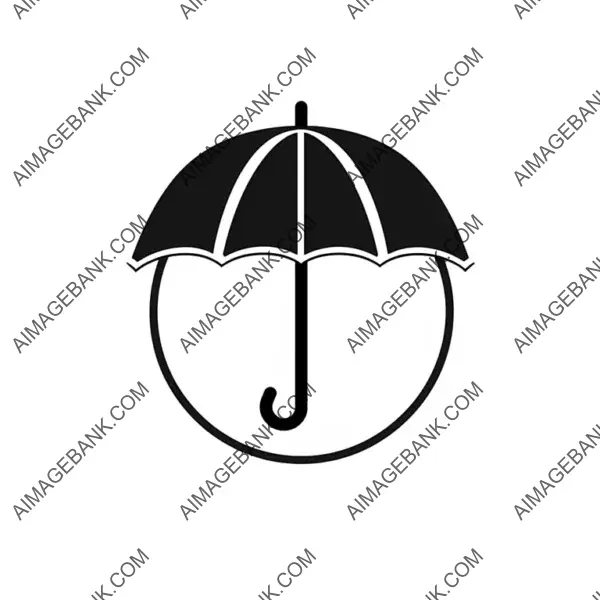 White and Black Umbrella Icon on Background