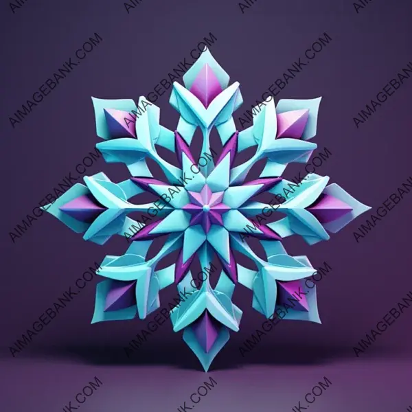 Pixar-Style Cartoony Snowflake in 3D with Symmetry